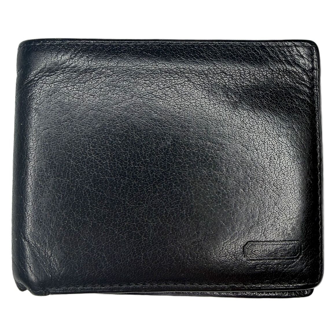 Coach Mens Black Pebbled Leather Bifold Wallet Embossed Logo Slim Card Holder 4